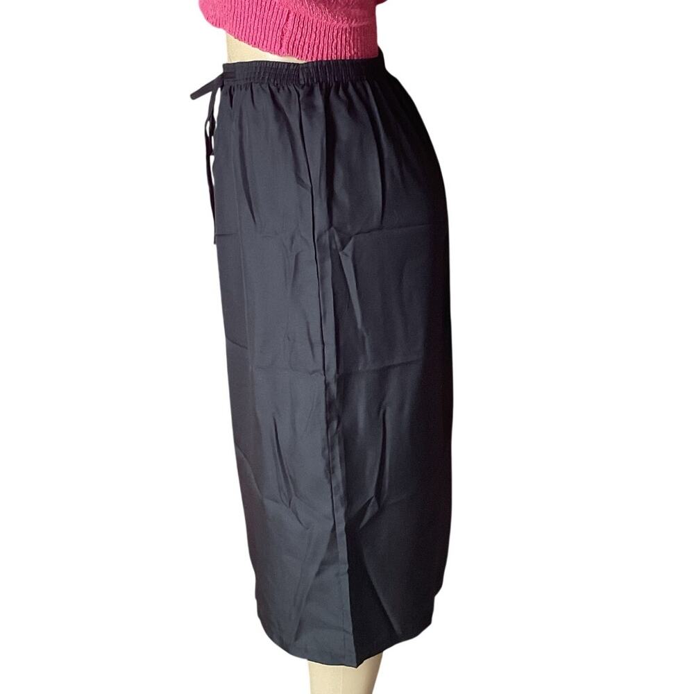 Vintage Sears Black Midi Skirt Women’s Medium USA Made Elastic Waist NOS - Picture 4 of 10